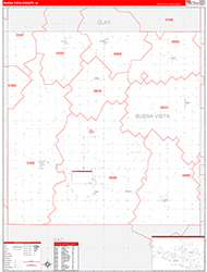 Buena Vista County, IA Wall Map Zip Code Red Line Style 2026